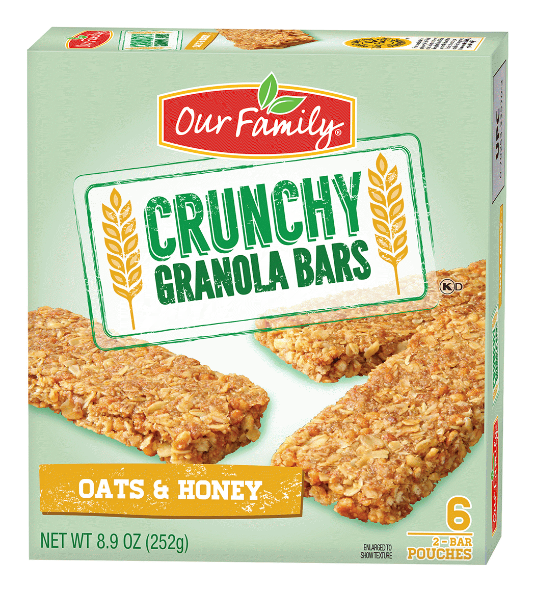 Our Family Crunchy oats & honey granola bars, 6 2-bar pouches Full-Size Picture